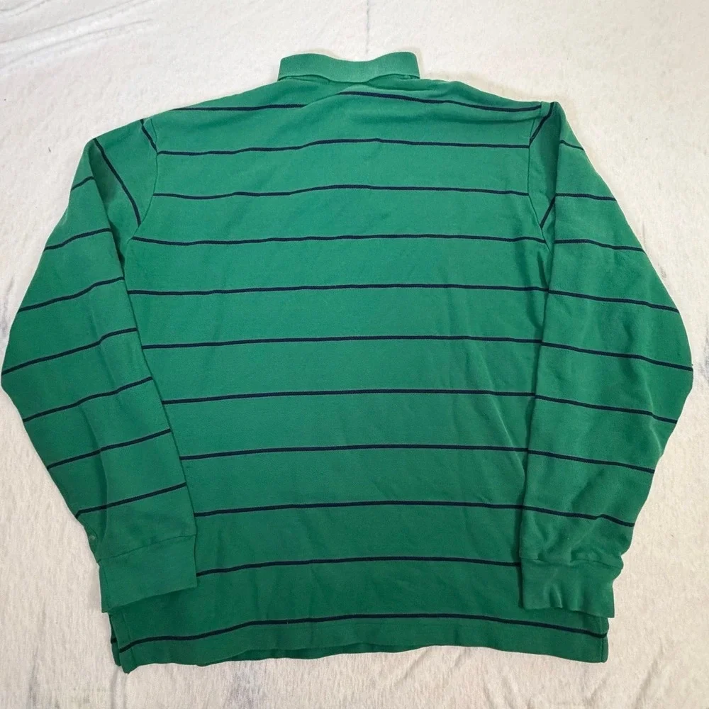 Lauren Ralph Lauren‎ Men's Polo Shirt Green Striped Long Sleeve Size L